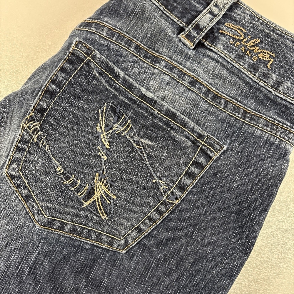 Silver Jeans Suki Women's Jeans 31x32 (33x31) Bootcut Blue Western Glove Works